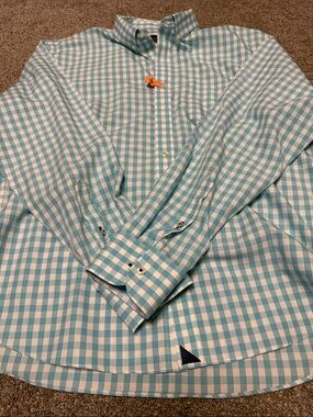 UNTUCKit Aqua and White Gingham Button-Down Shirt